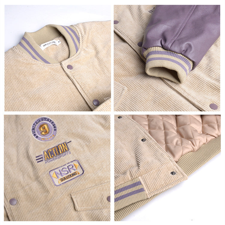 Badge Patch Corduroy Varsity Jacket