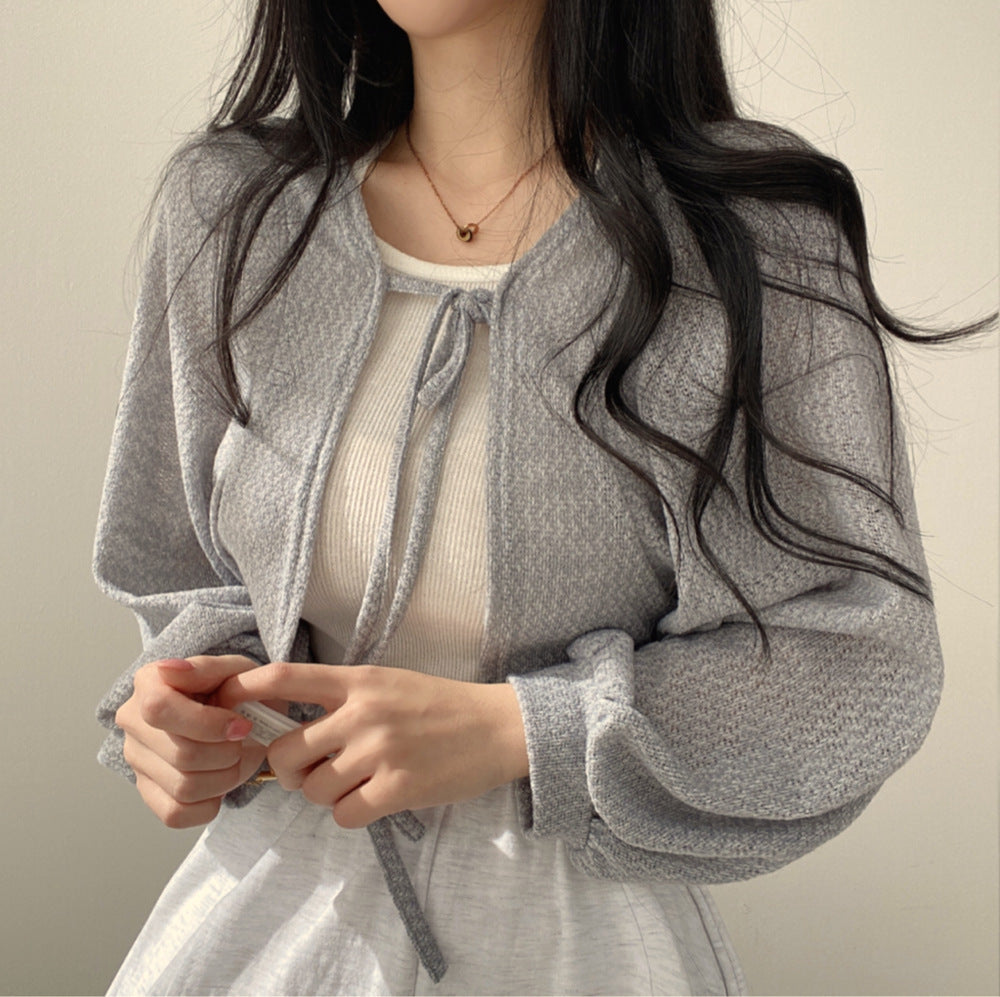 Aesthetic Tie Knitted Cardigan