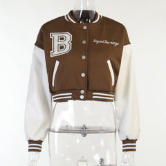 Leather Long-sleeved Baseball Uniform Jacket