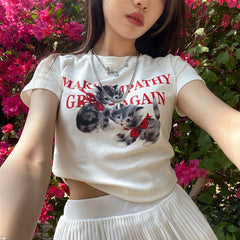 Aesthetic Kitten Graphic Crop Top