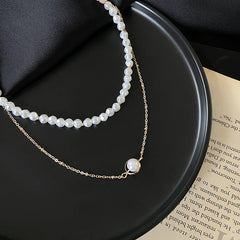 Simple Temperament Double-layer Pearl Clavicle Chain