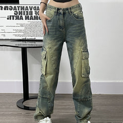 Distressed Big Pocket Cargo Jeans