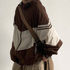 Contrast Color Hooded Outdoor Jacket