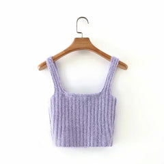 Knitted Purple Sling V-neck Cardigan