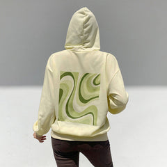 Irregular Ripple Printed Hooded Sweater