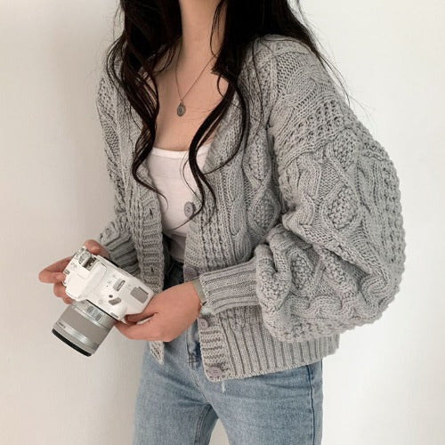 Cable Knit Button Down Cardigan