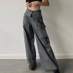 Fold Over Waist Straight Leg Pants