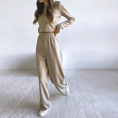 Casual Suit Long-sleeved Round Neck Sweater Trousers