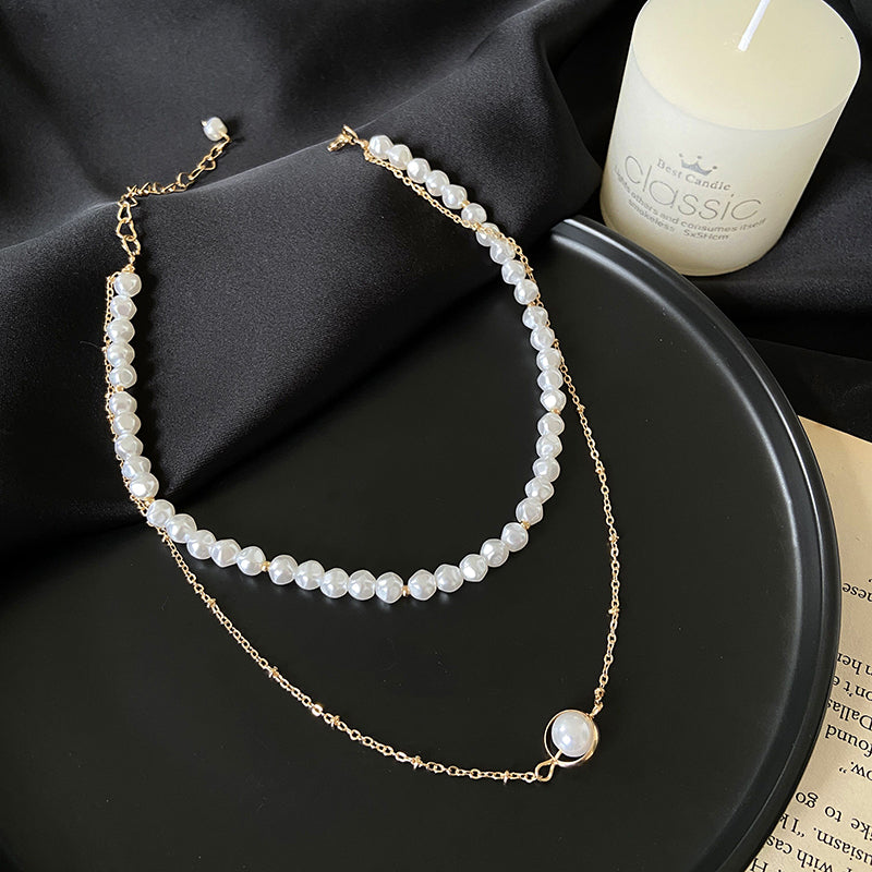 Simple Temperament Double-layer Pearl Clavicle Chain