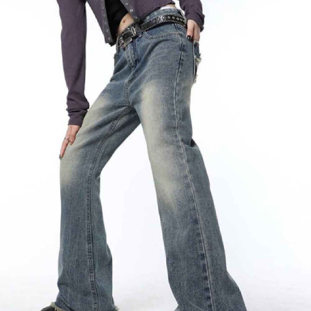 Back Star Patchwork Flare Jeans
