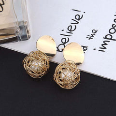 Temperament Woven Ball Pearl Earrings