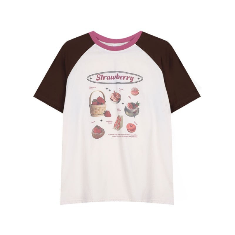 Cottage Strawberry Raglan Sleeve Oversized Tee