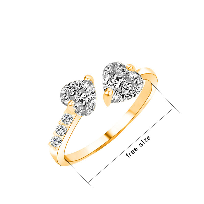 Heart Zircon Brass Ring