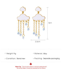 White Cloud Tassel Pendant Earrings