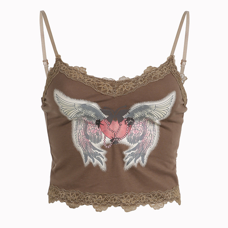 Fairy Heart Wings Crop Tank Top