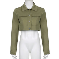 Army Green Cargo Cropped Jacket