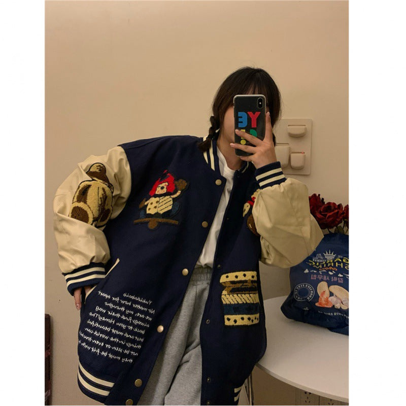 Harajuku Embroidery All-match Student Coat