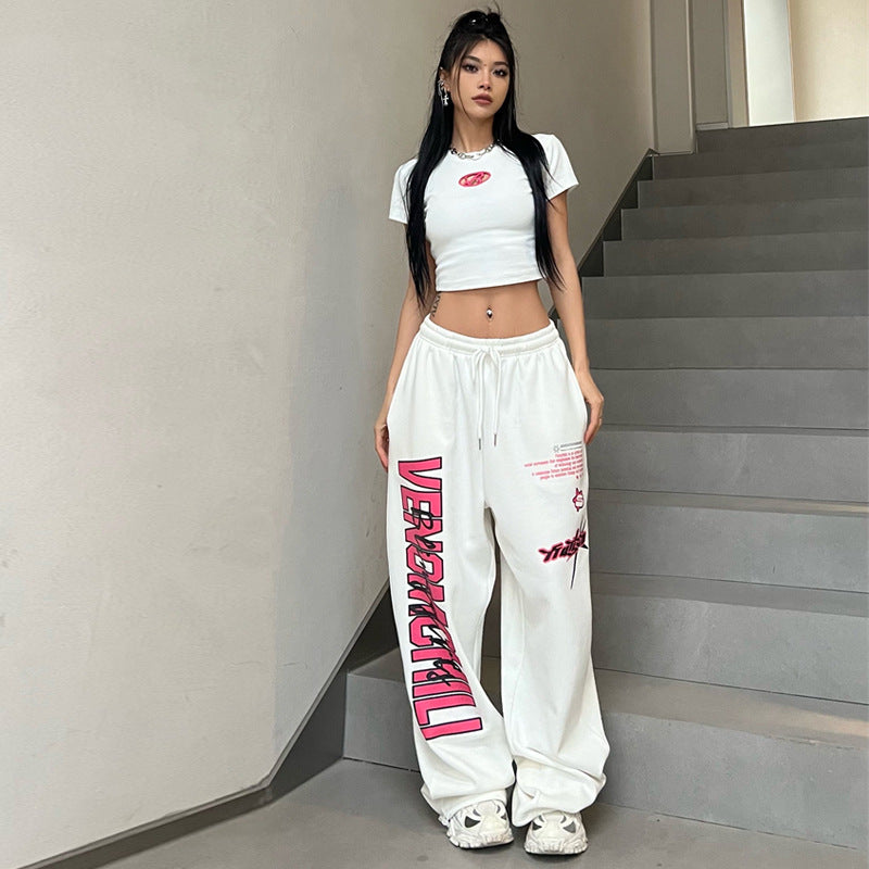 Contrast Color Print Loose Sweatpants