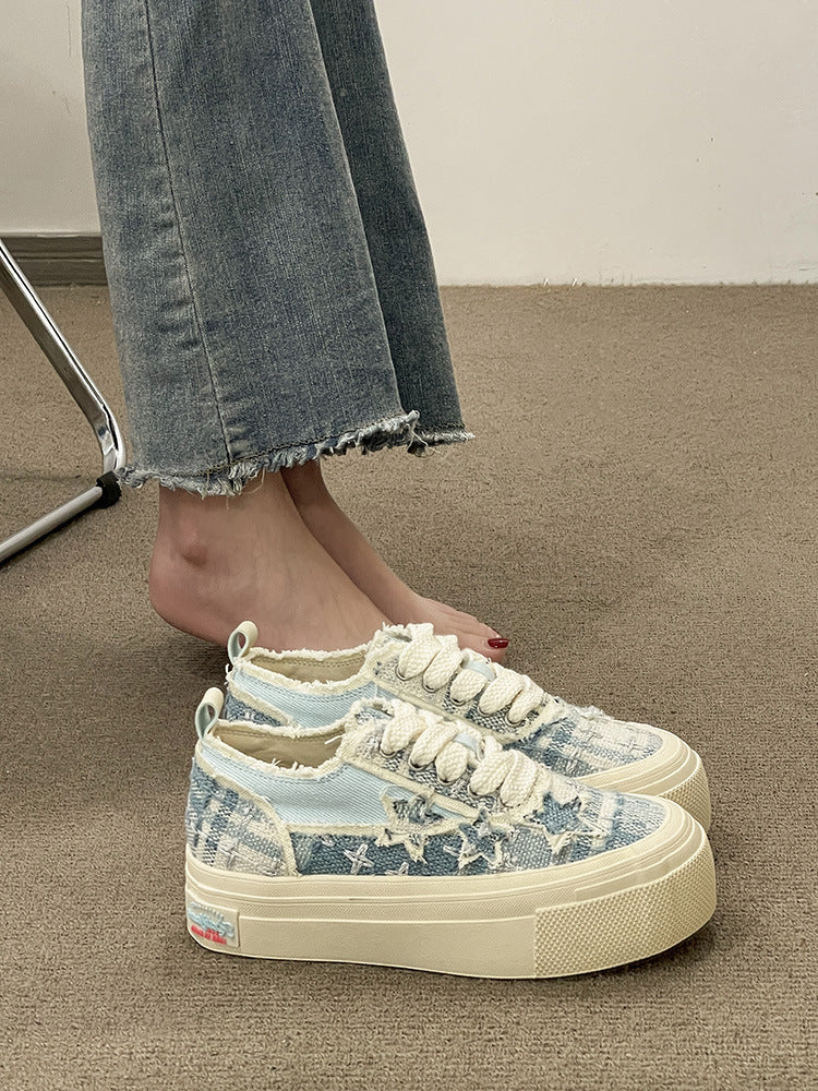 Stars Frayed Trim Sneakers