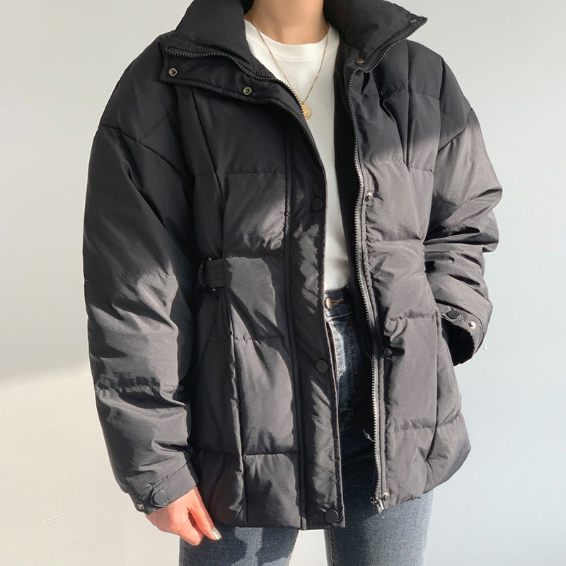 Simple Solid Color Zip Up Puffer Jacket