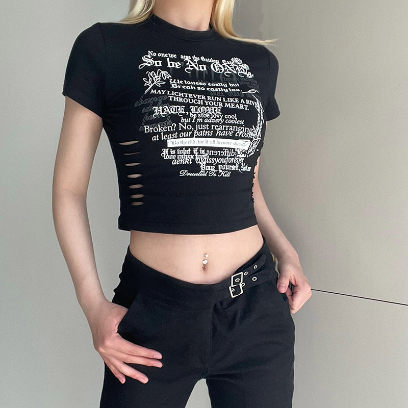 Letter Printed Vintage Crop Top