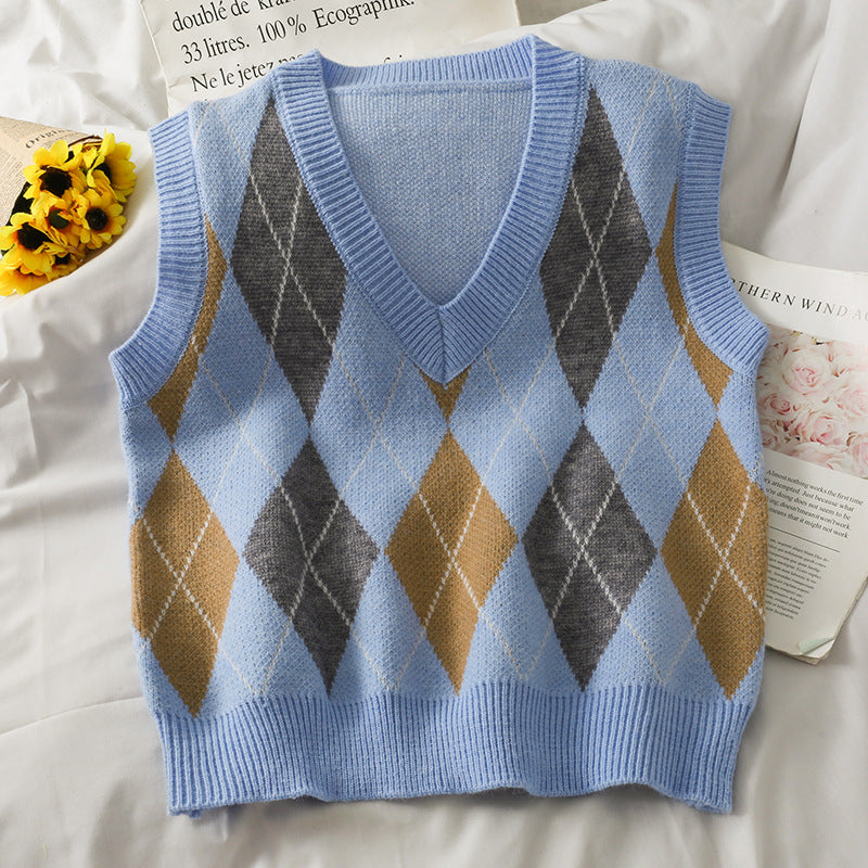 High School Crush Argyle Vest