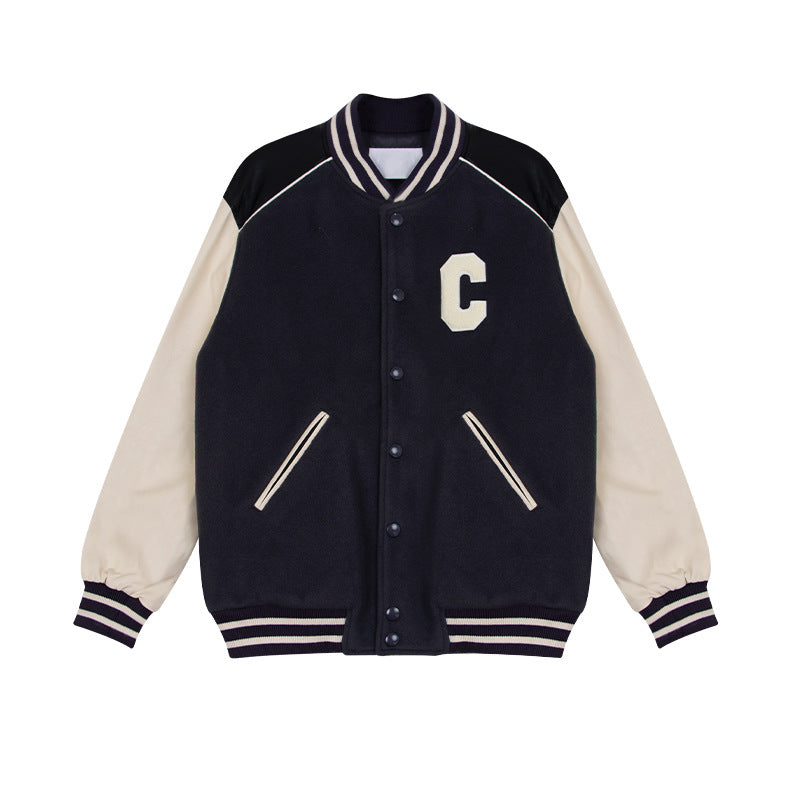 Letter Embroidered Vintage Baggy Varsity Jacket