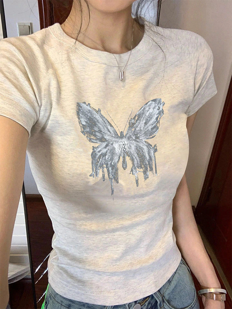 Butterfly Print Short Sleeved Tee