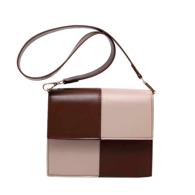 Contrast Stitching Square Shoulder Bag