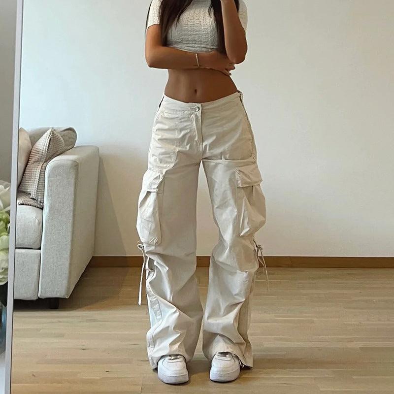 Drawstring Pocket Loose Cargo Pants