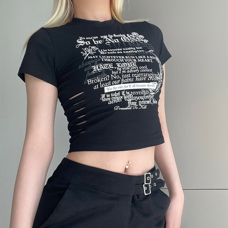 Letter Printed Vintage Crop Top