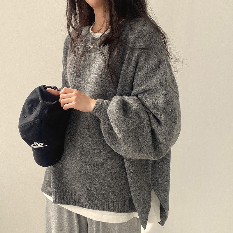 Oversized Split Hem Pullover Sweater