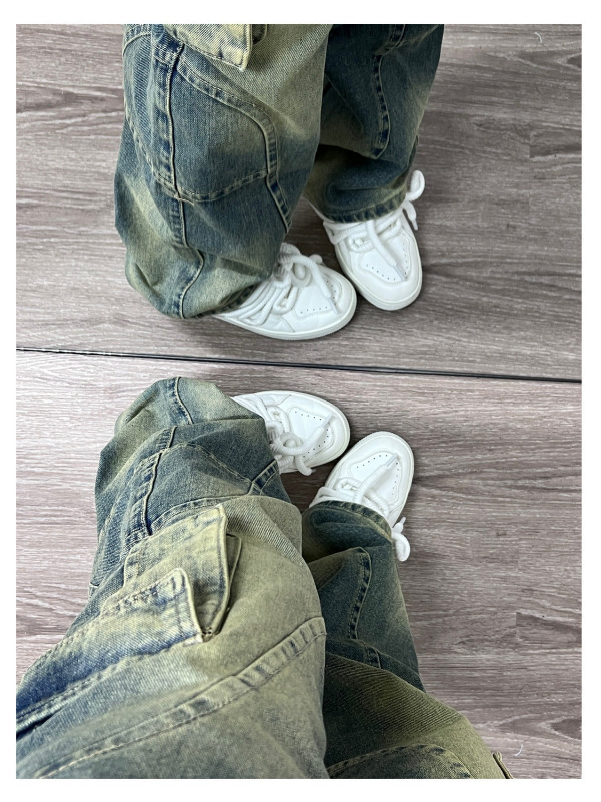 Distressed Big Pocket Cargo Jeans