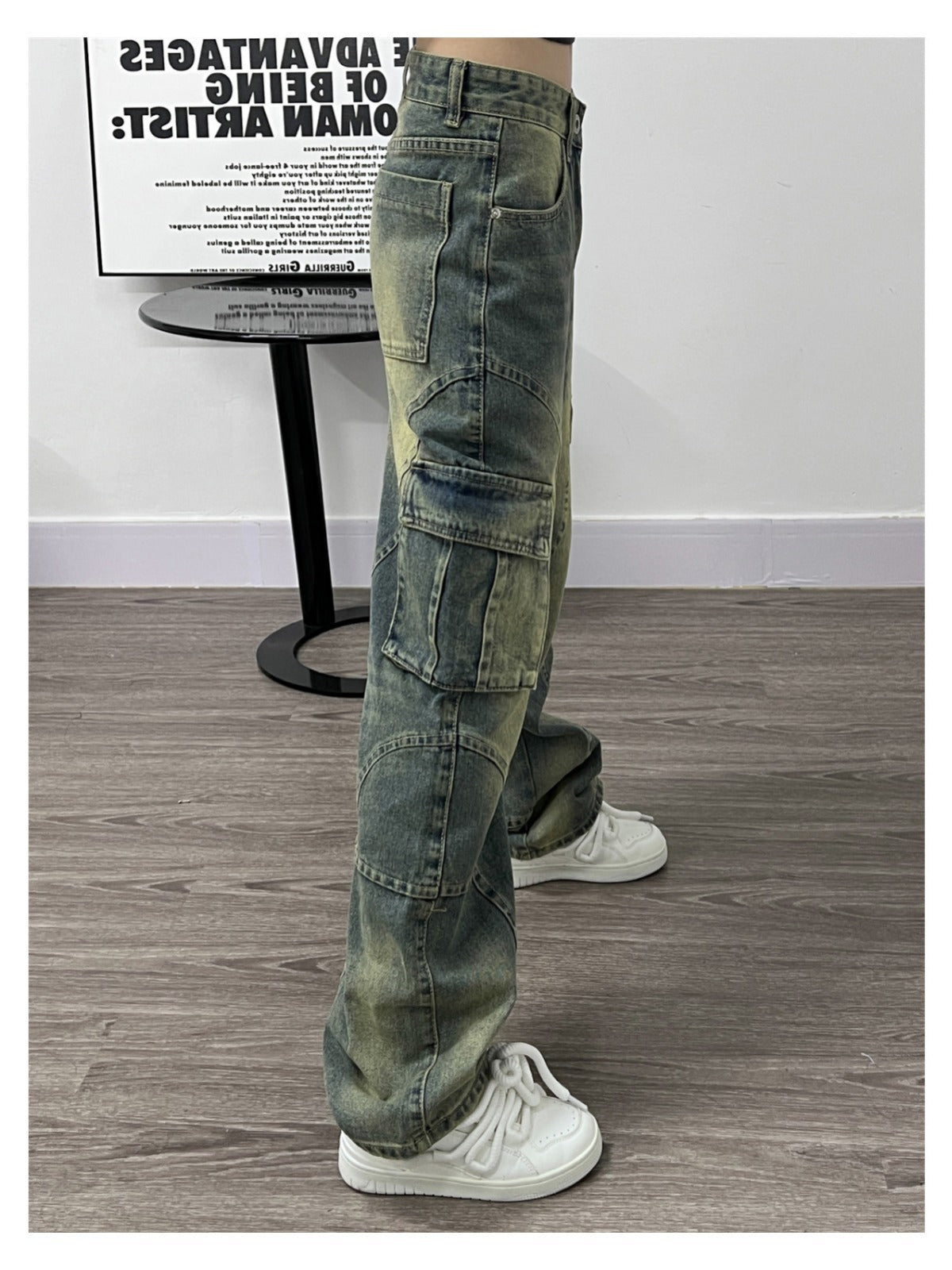 Distressed Big Pocket Cargo Jeans