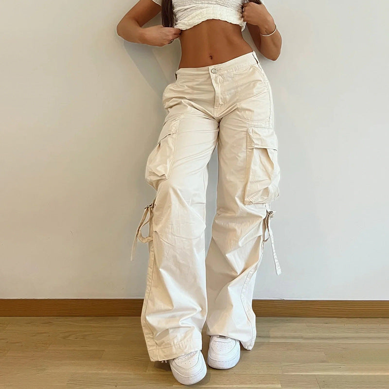 Drawstring Pocket Loose Cargo Pants