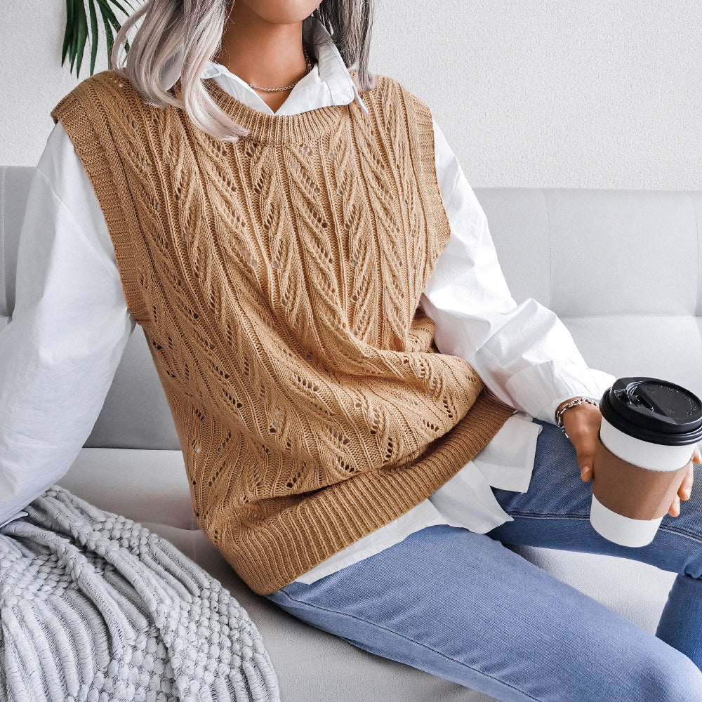 Hollow Leaf Casual Knitted Sweater