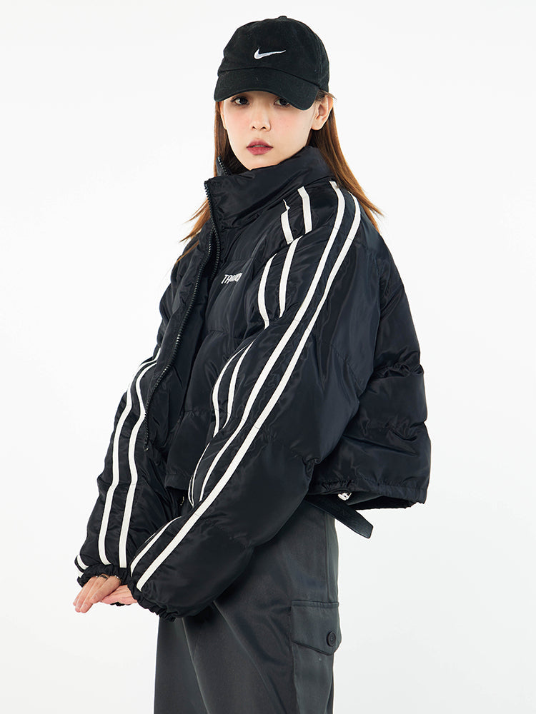 Side Stripe Biker Padded Jacket