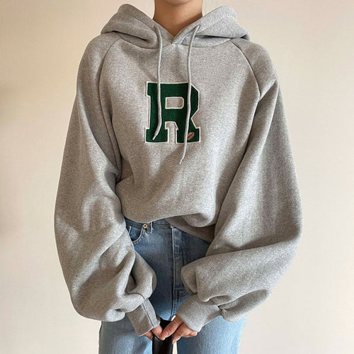 Oversized Embroidery Street Hoodie