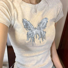 Butterfly Print Short Sleeved Tee