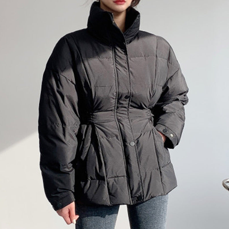 Simple Solid Color Zip Up Puffer Jacket