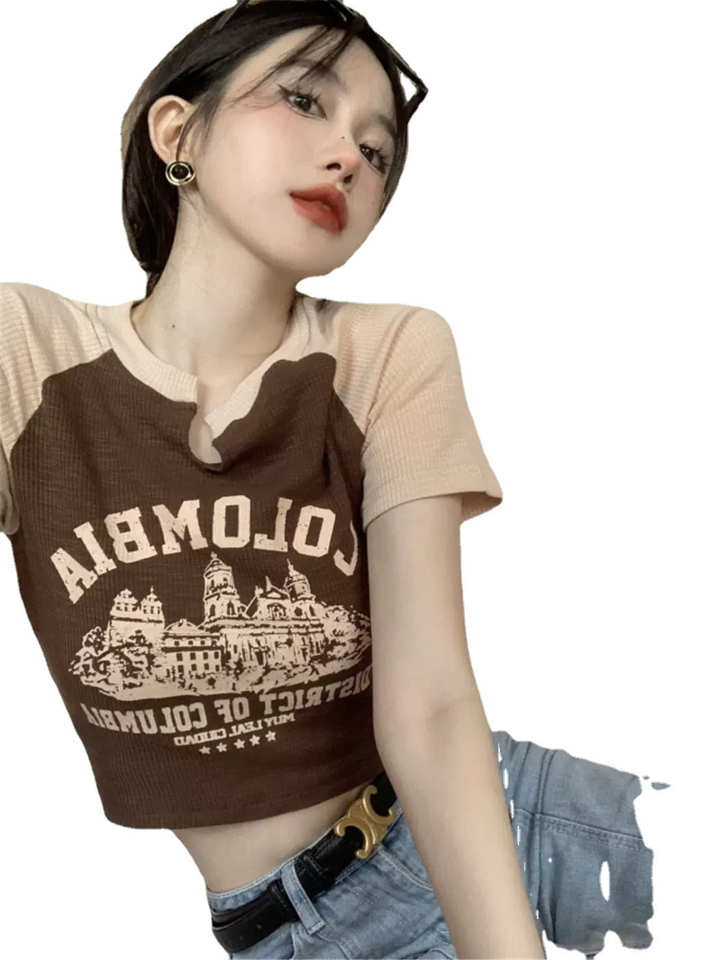 Vintage Logo Raglan Sleeve Crop Top