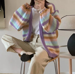 Aesthetic Stiped Oversized Cardigan