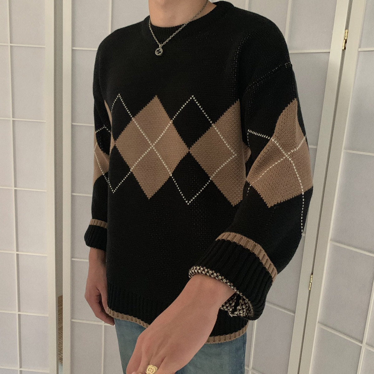 Vintage Argyle Pullover Sweater