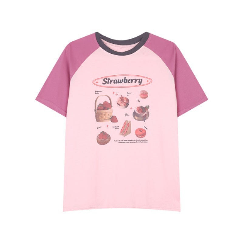 Cottage Strawberry Raglan Sleeve Oversized Tee