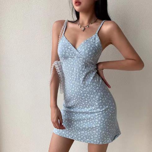 V Neck Floral Slip Mini Dress