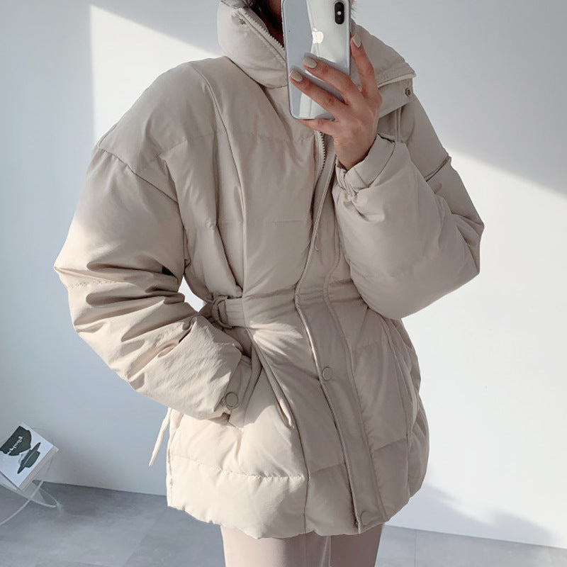 Simple Solid Color Zip Up Puffer Jacket