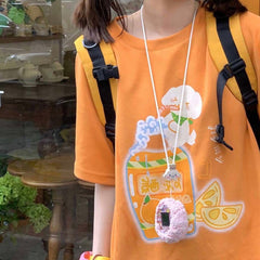 Aesthetic Cartoon Print Oversized T-shirt