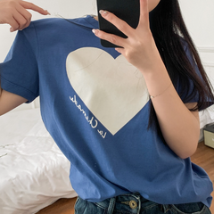 Aesthetic Heart Print Short Sleeve Tee