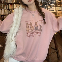 Aesthetic Rabbit Print Oversized Sweatshirt