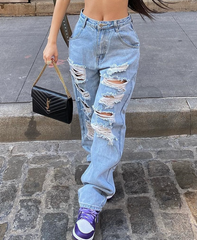 Blue Wash Multi Ripped Jeans